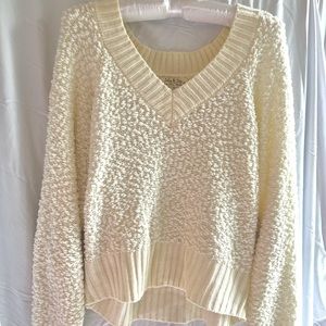 Oversized, White V-Neck Sweater